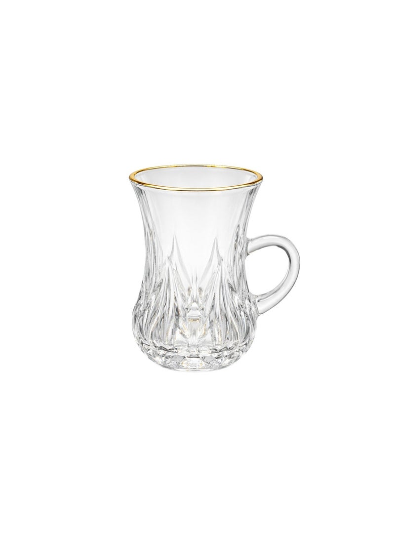 AL-GANNAS 12 Pieces Crystal Tea Glass Set With Golden Edge | | Elegant Clear Crystal Cups for Tea, Hot Drinks & Serving - Image 2